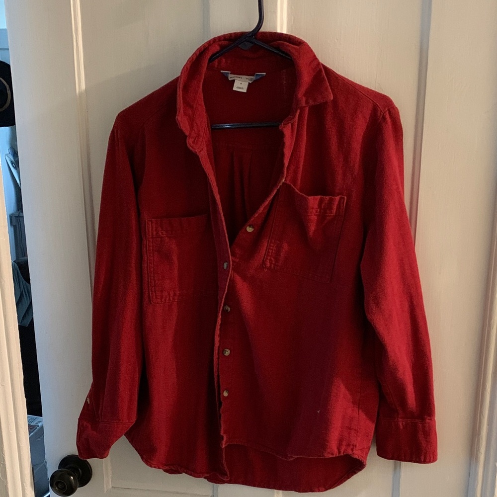 Old Navy Men's Red Long-Sleeve Button-Down Shirt